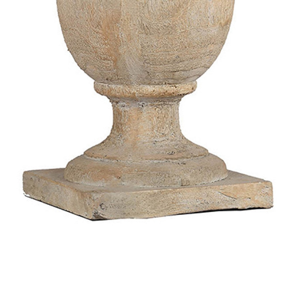Chester Finial Tabletop Decor | Whitewashed Beige Polyresin | 22"