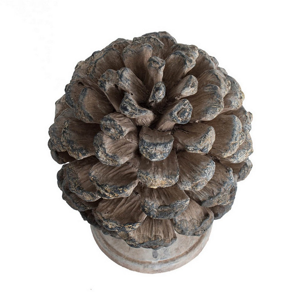 Hazel Accent Decor | 11" Pine Cone Polyresin Sculpture | Gray Rustic Style