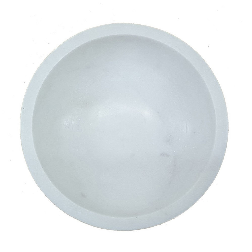 Decorative Accessory Bowl with Raised Edges | 7" Round | White Marble