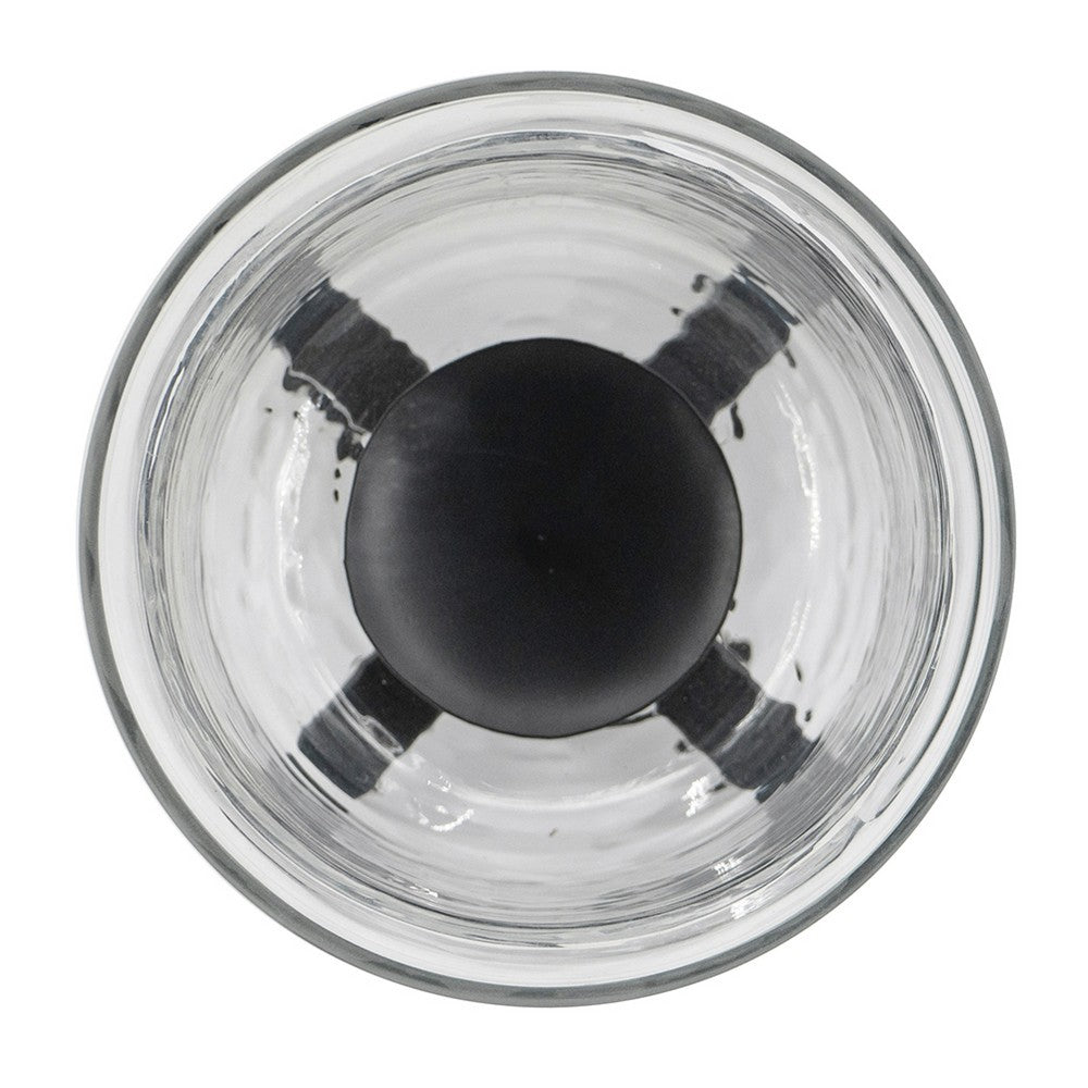 Cole Large Candle Holder | Open Crossed Black Iron Frame | Clear Glass 23"