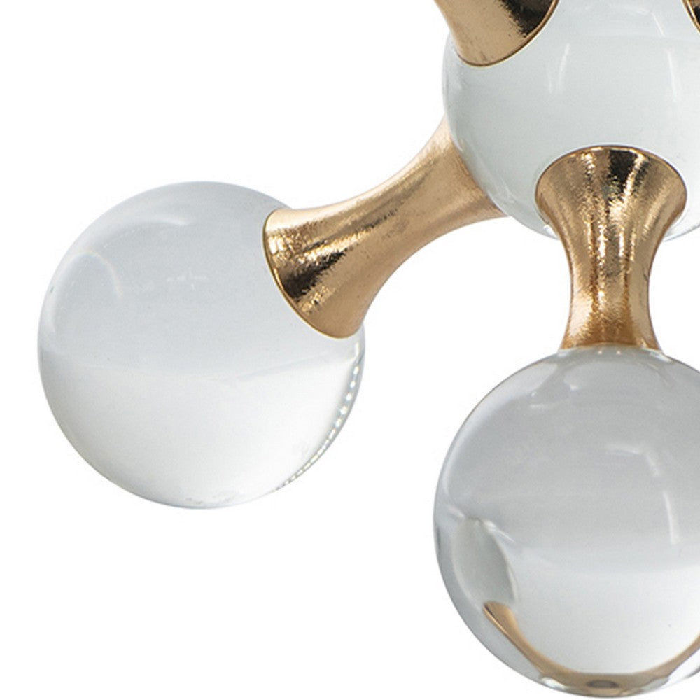 Tammy Science Atom Accent w 6 Glass Spheres | Gold Iron Stems | 7"