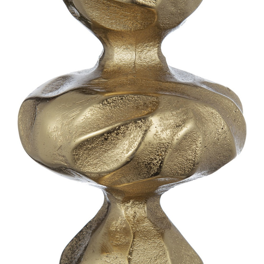 Doz Candle Holder | White Marble Base | 19" Gold Balls Sphere Stem