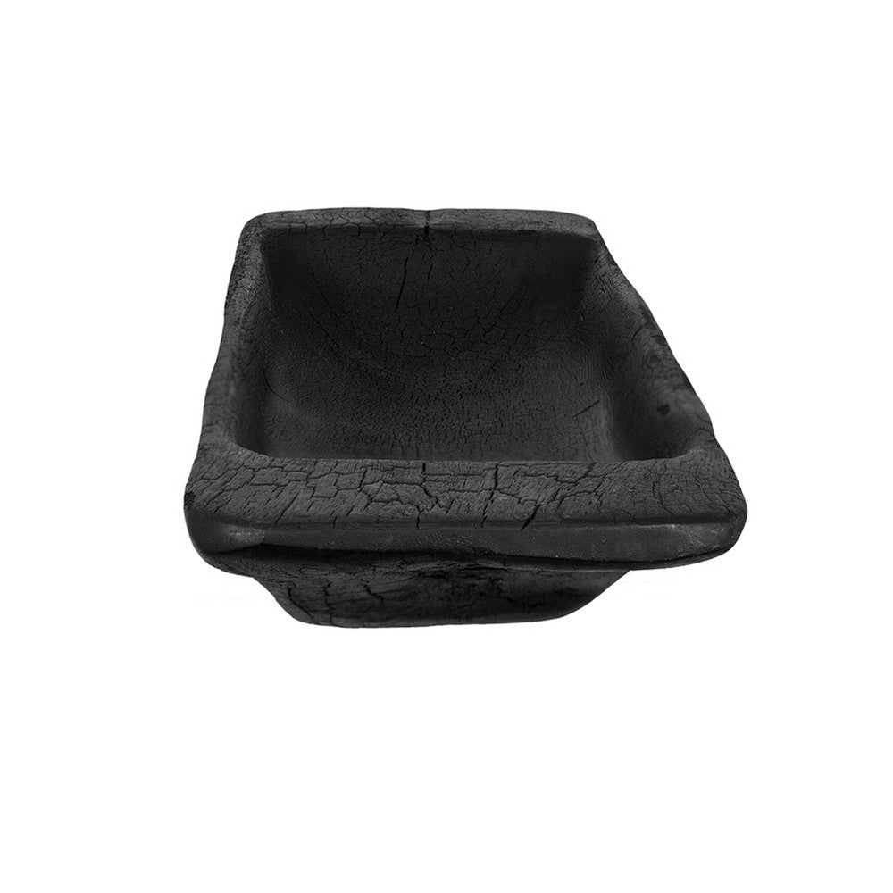 Sina 19" Long Narrow Decorative Live Edge Tray | Black Teak Wood
