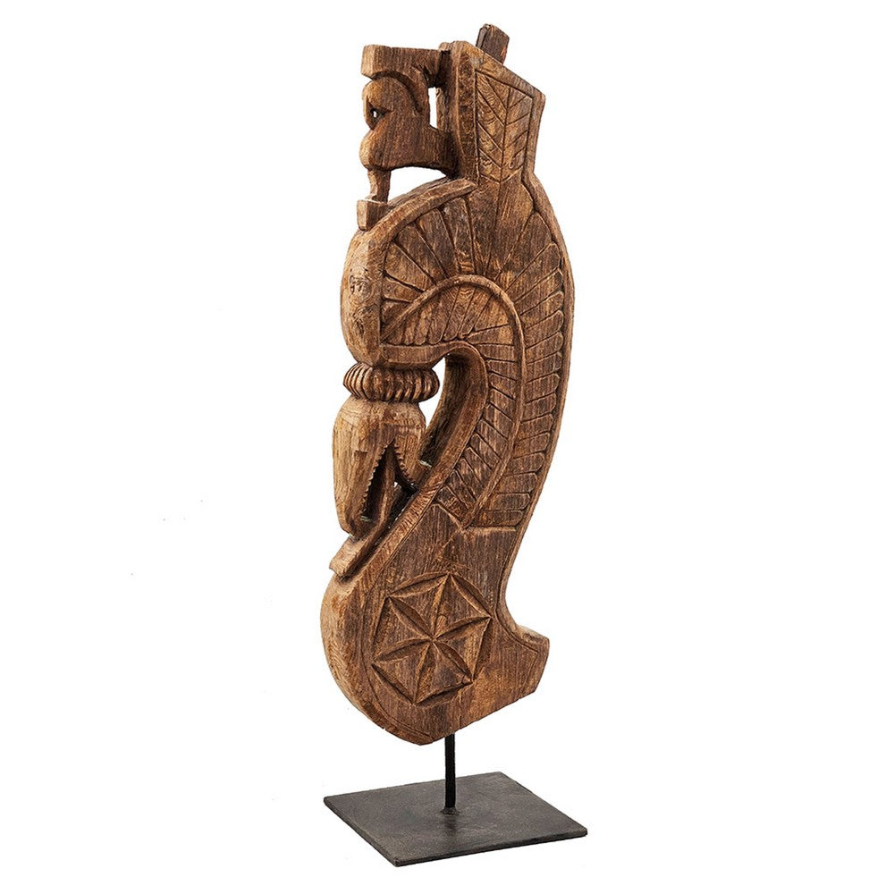 Gemma Antique Carved Decorative Bracket | Metal | Brown Old Wood 30"