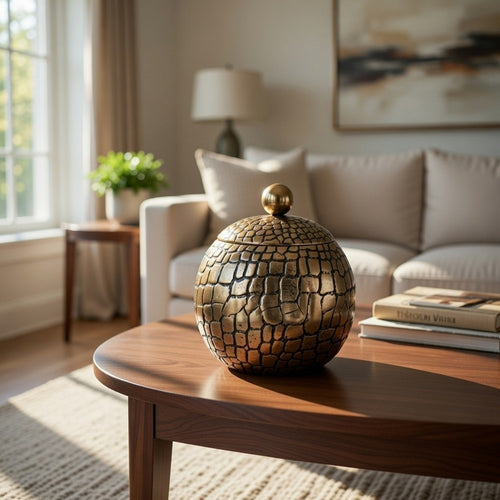 Dany Lidded Pot | Crocodile Texture | Watertight Base | Gold Aluminum 9"