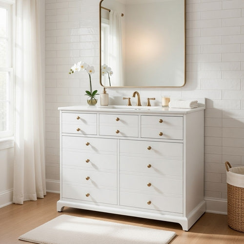Ajax Ceramic Sink Bathroom Vanity | 2 Cabinet Doors | 2 Drawers | White 36"