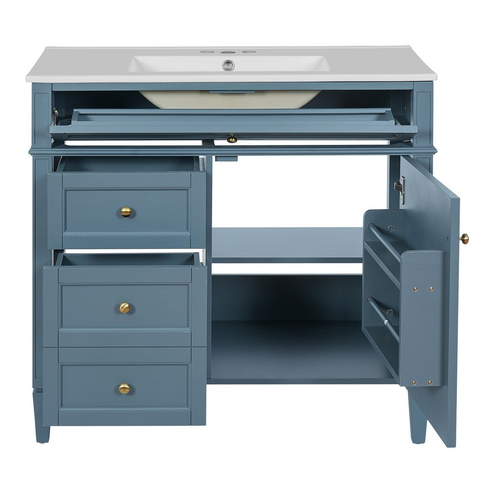 Delma Bathroom Cabinet Vanity with Ceramic Sink | Smart Storage Muted Indigo