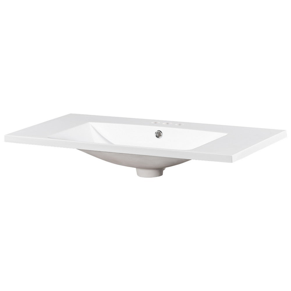 Suzy Sink Top with Basin Faucet Holes for Vanity Counter | White 36"
