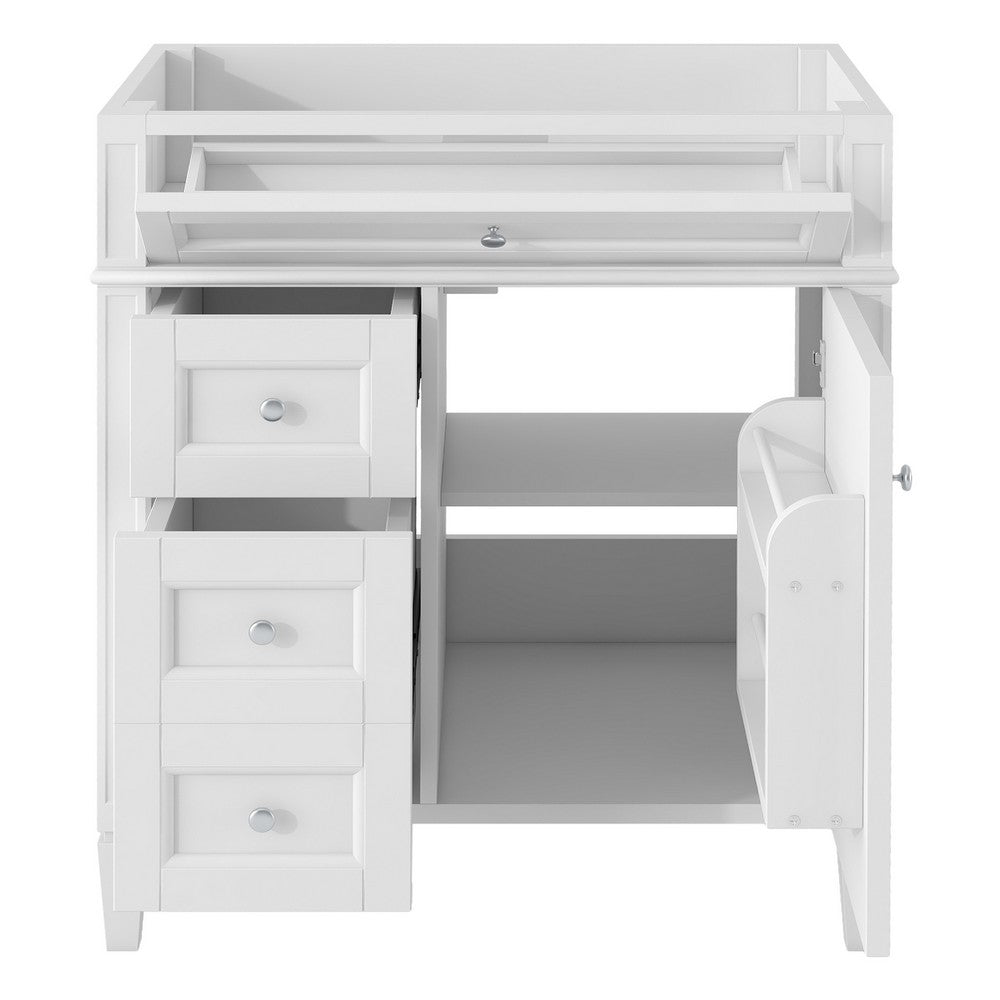 Zake Bathroom Vanity Cabinet with Tip-Out Drawers | White Wood 29"