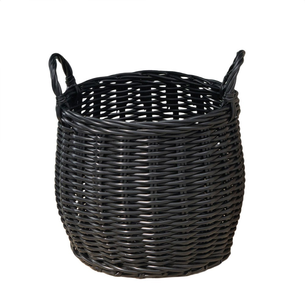 Lesa Multi Use Storage Basket with Handles | 13" Black Wicker Woven