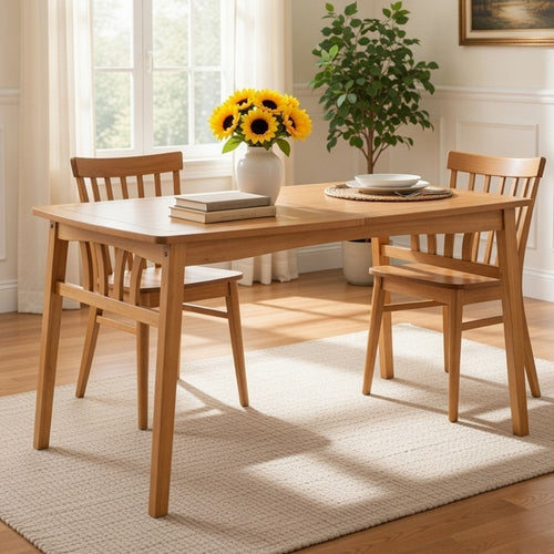 Heno Outdoor Dining Table with Umbrella Hole | 59" Top | Light Brown