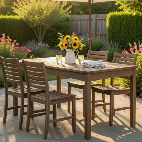 Ceri Outdoor Dining Table with Umbrella Hole | Graywash 59" Top