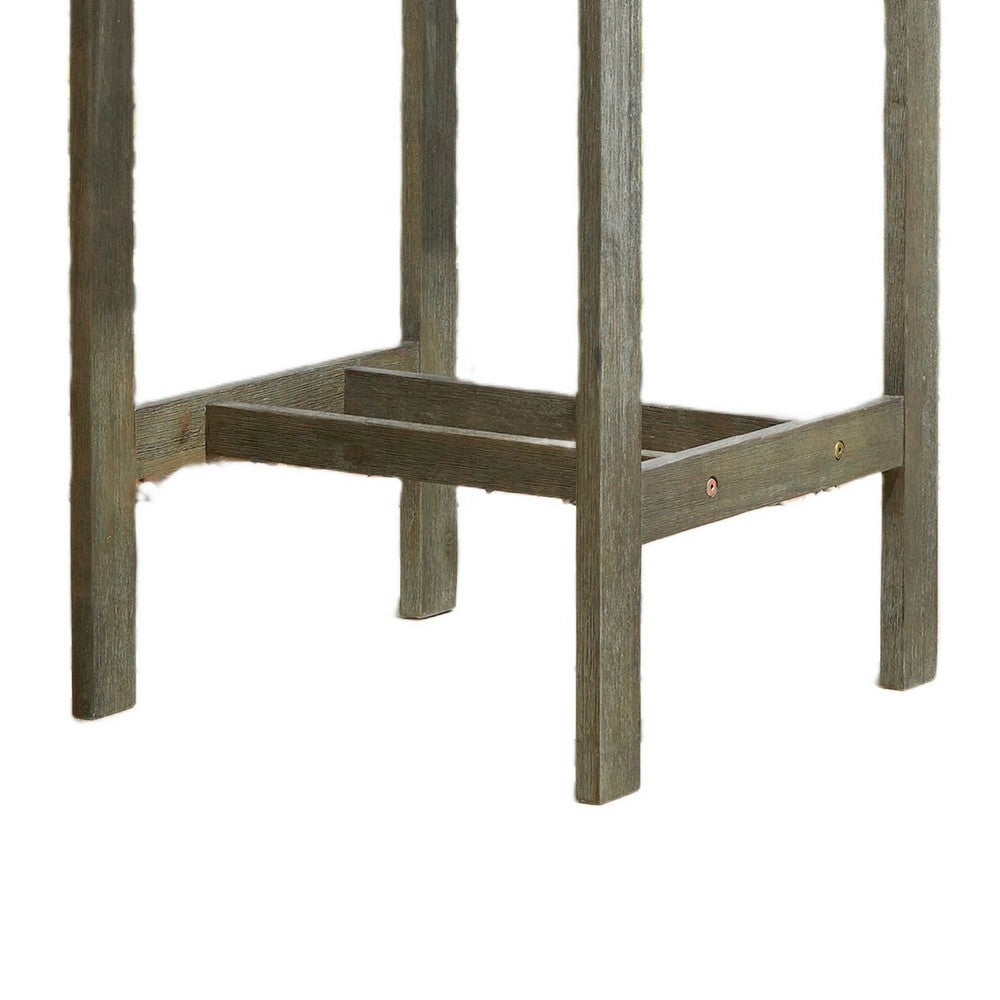 Emio Outdoor Side Bar Table | 24" Top | Farmhouse Graywashed Acacia Wood