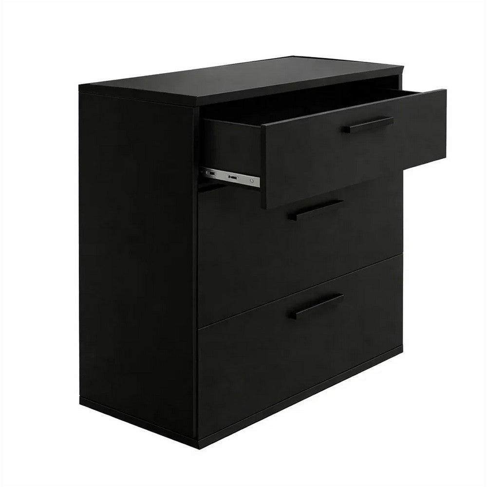 Moru Modular Oversize Dresser Chest | 3 Deep Drawers | Modern Black Wood