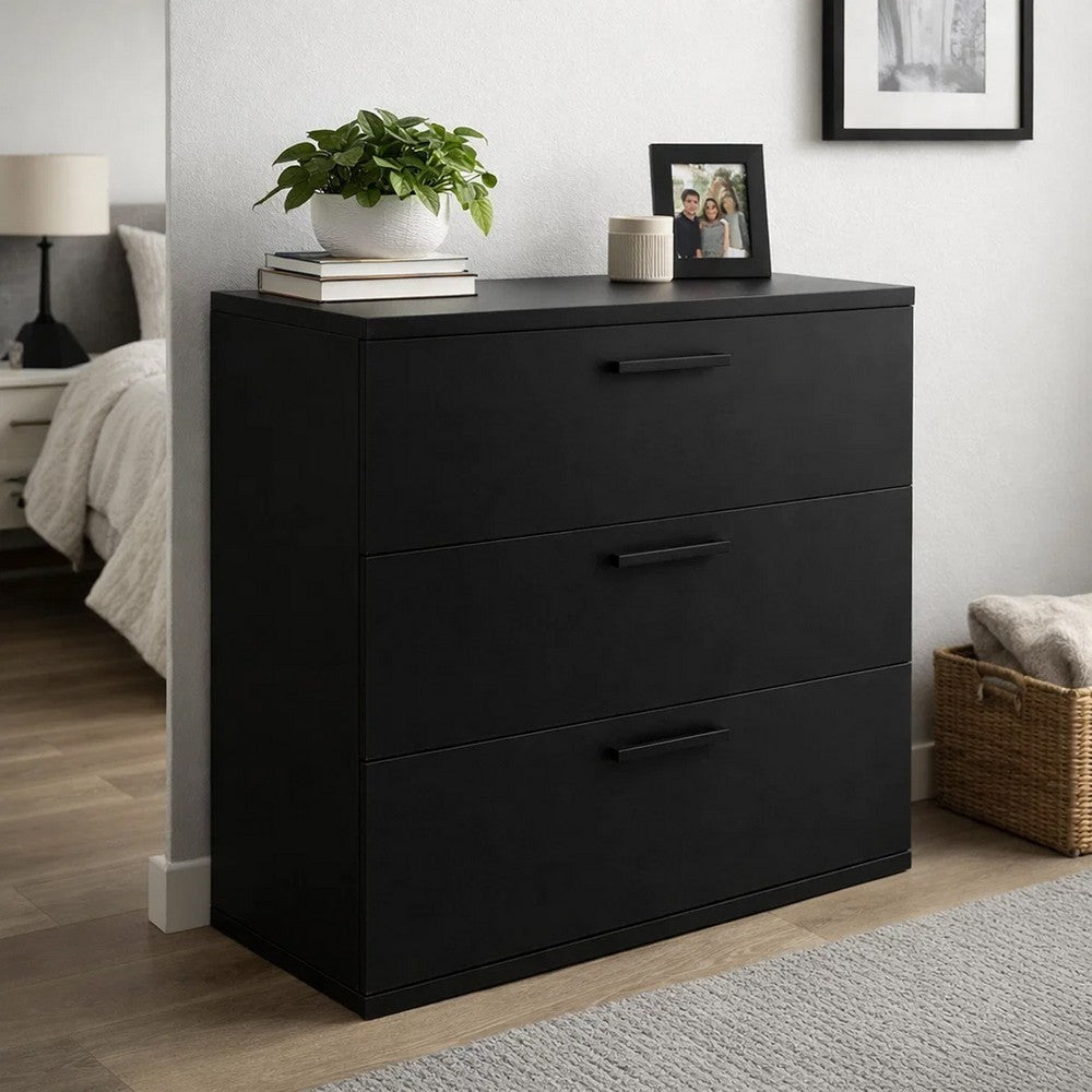 modular dresser Moru Oversize Chest, 3 Deep Drawers, Modern Black Wood HARD-TAGGED-TW-07.25.2025 this side tables bedroom Is a Black Wedding Size:US 5