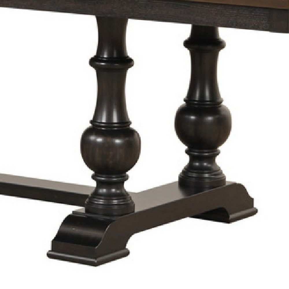 Tom Dining Table | 82-104" Extendable Top | Trestle Base | 2 Tone Brown