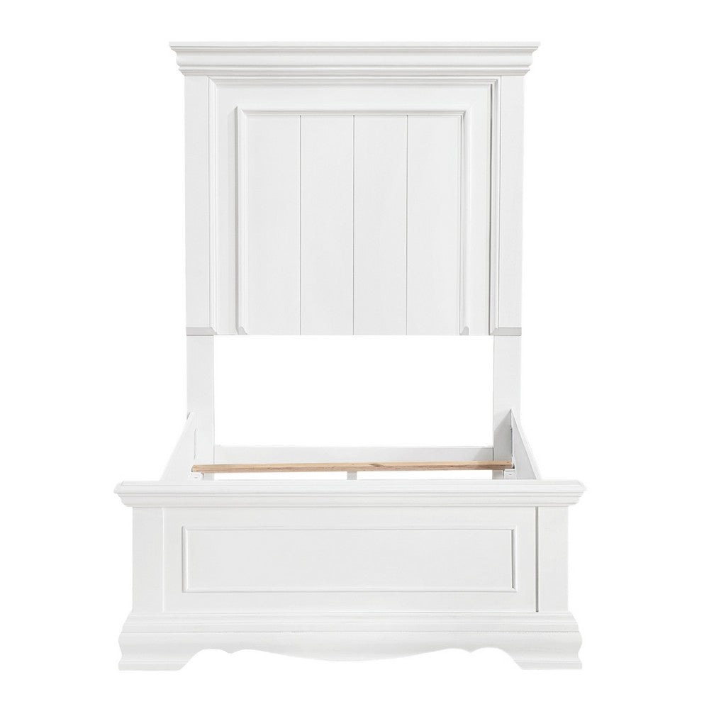 Jena Twin Size Bed | Paneled Frame Moldings | Modern Farmhouse White