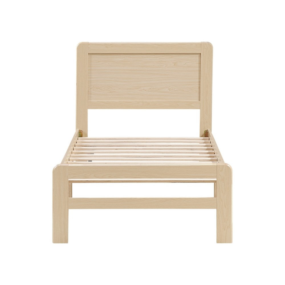 Cary Twin Size Platform Bed | Original Scandinavian Style Natural Brown