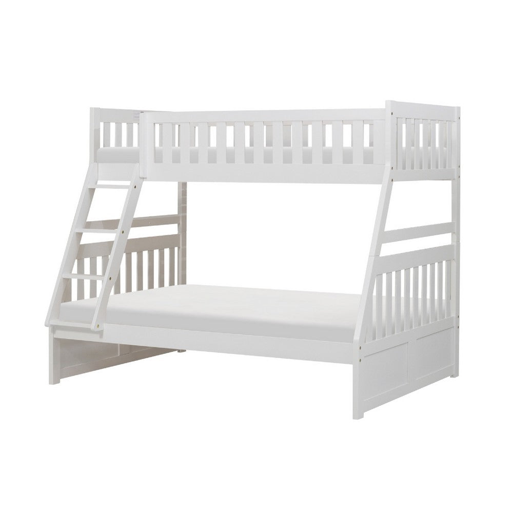 Goe Twin Over Full Bunk Bed | Side Ladder & Rails | Vintage White