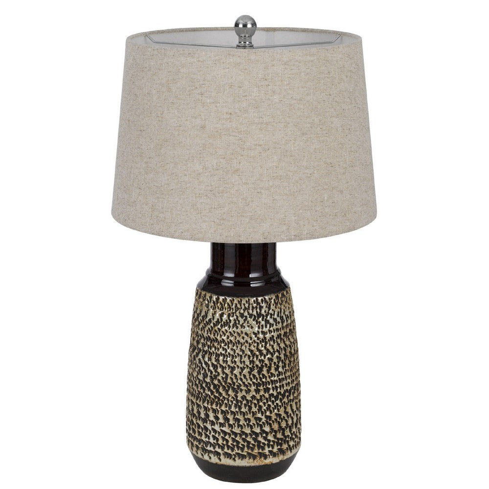 Bora Table Lamp Set of 2 | Antique Silver Burlap Shade | Black Ceramic