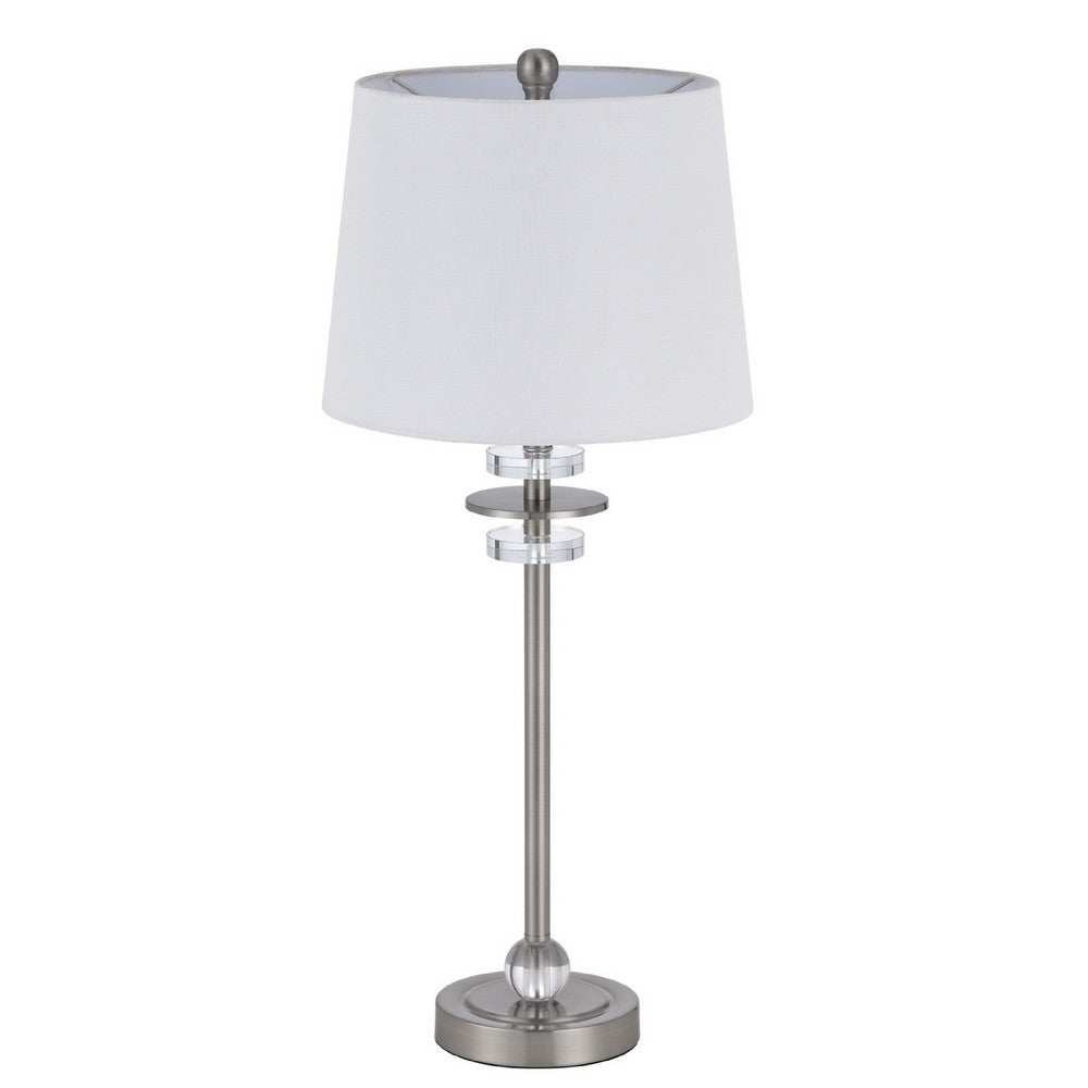 Tika Table Lamp Set of 2 | Crystal Rings & Brushed Steel | Fabric Shade