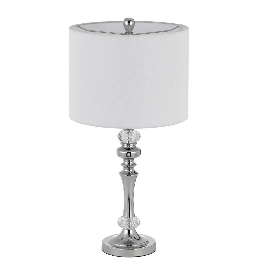 Set of 2 Table Lamps | Crystal Accent Candlestick Body | White Shade