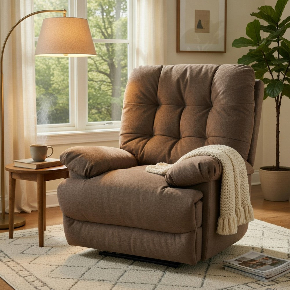 Lima Oversized Power Motion Recliner | Plush Tufted Dark Gray Faux Leather