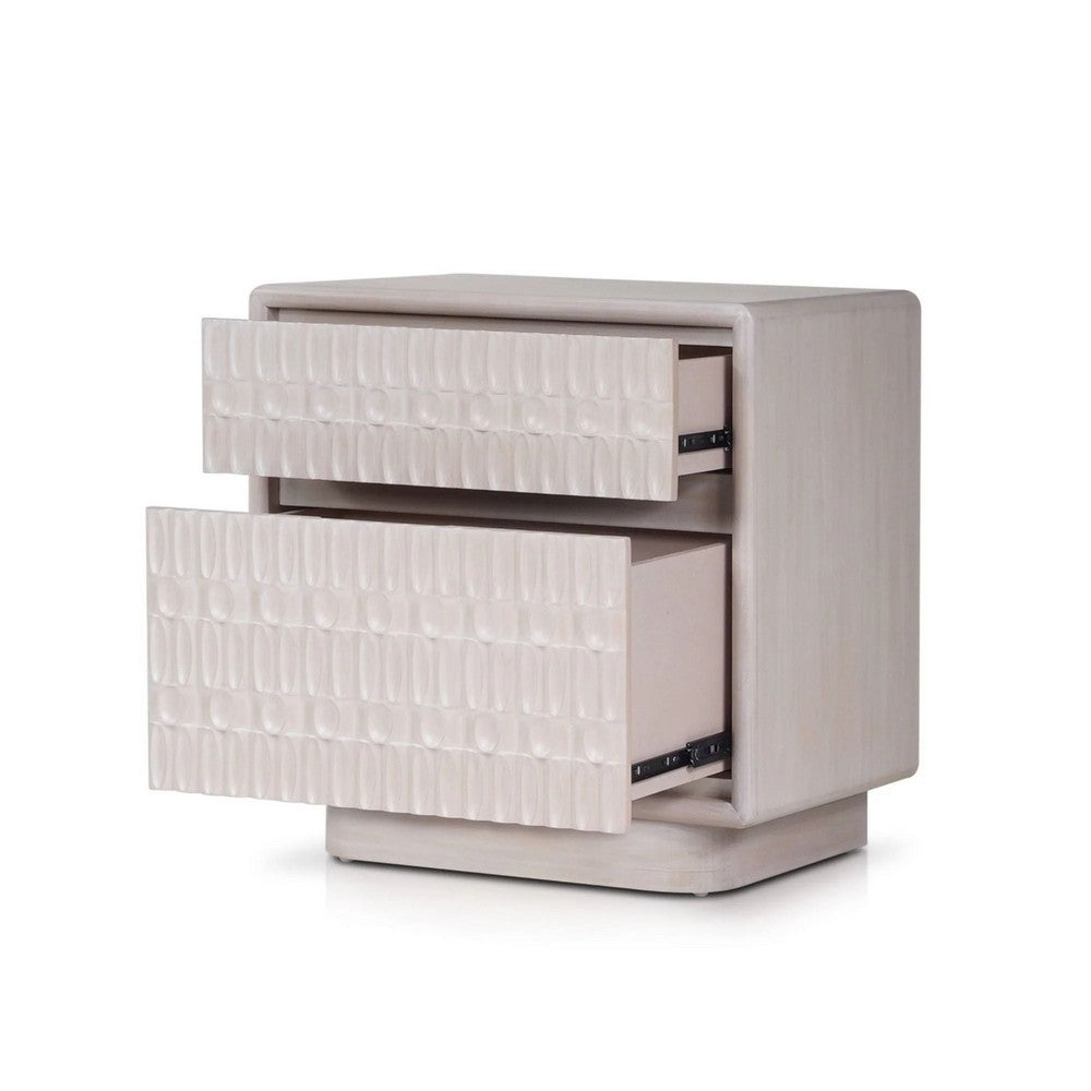 Lya Nightstand | 2 Soft Close Drawers | Contemporary Whitewash