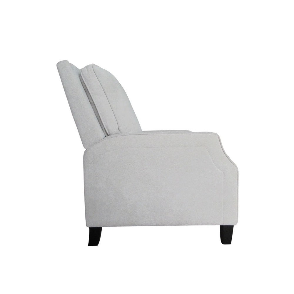 Naaz Push Back Recliner Chair | Cushioned Seat | Gray Polyester | Black Legs