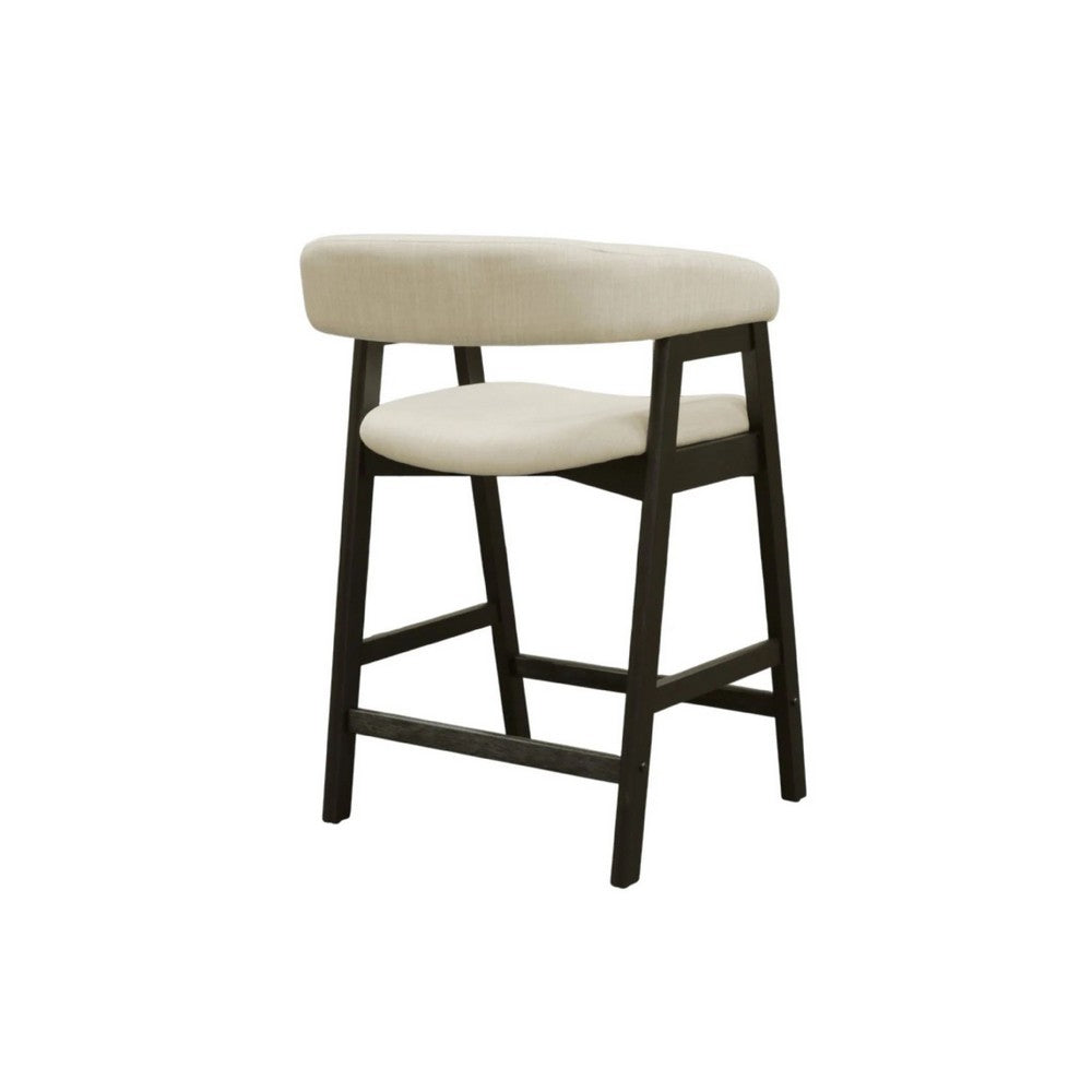Vecy Counter Height Chair Set of 2 | Beige Polyester | Vintage Black Wood