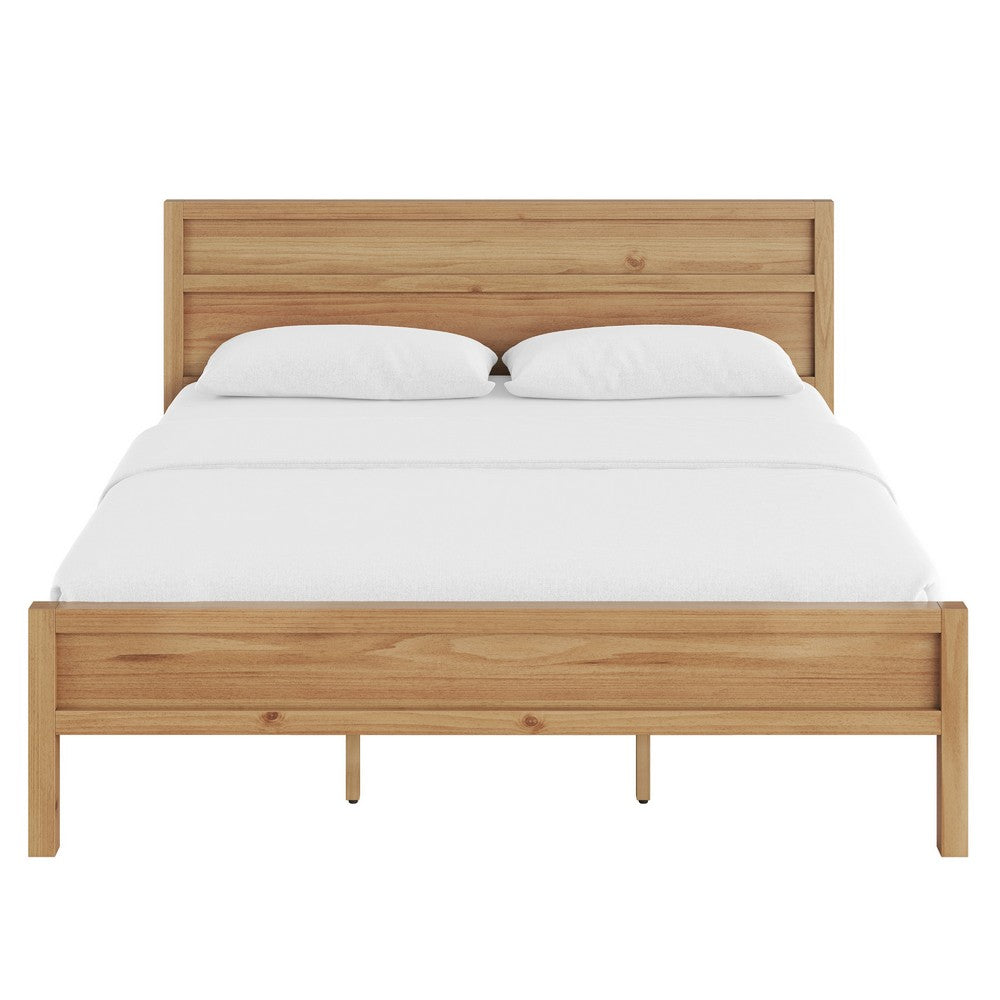 Lexa King Size Minimalist Bed | Low Profile Headboard | Natural Brown