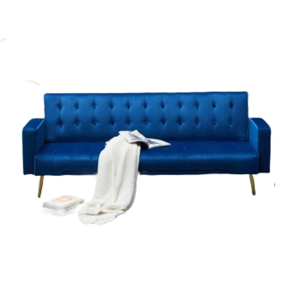 Jera Modern Convertible Sofa Bed | Tufted Royal Blue Velvet | 75"
