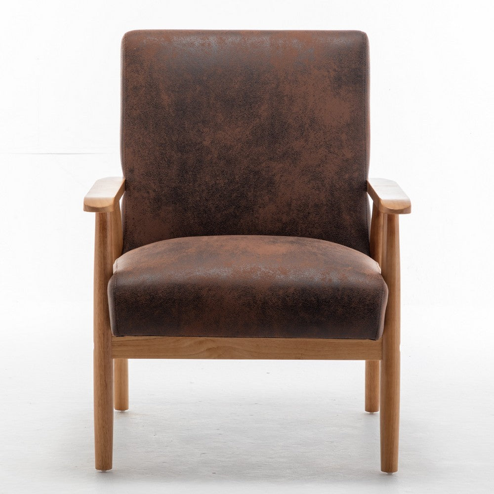 Myra Accent Armchair with Solid Wood Frame | Brown Microfiber