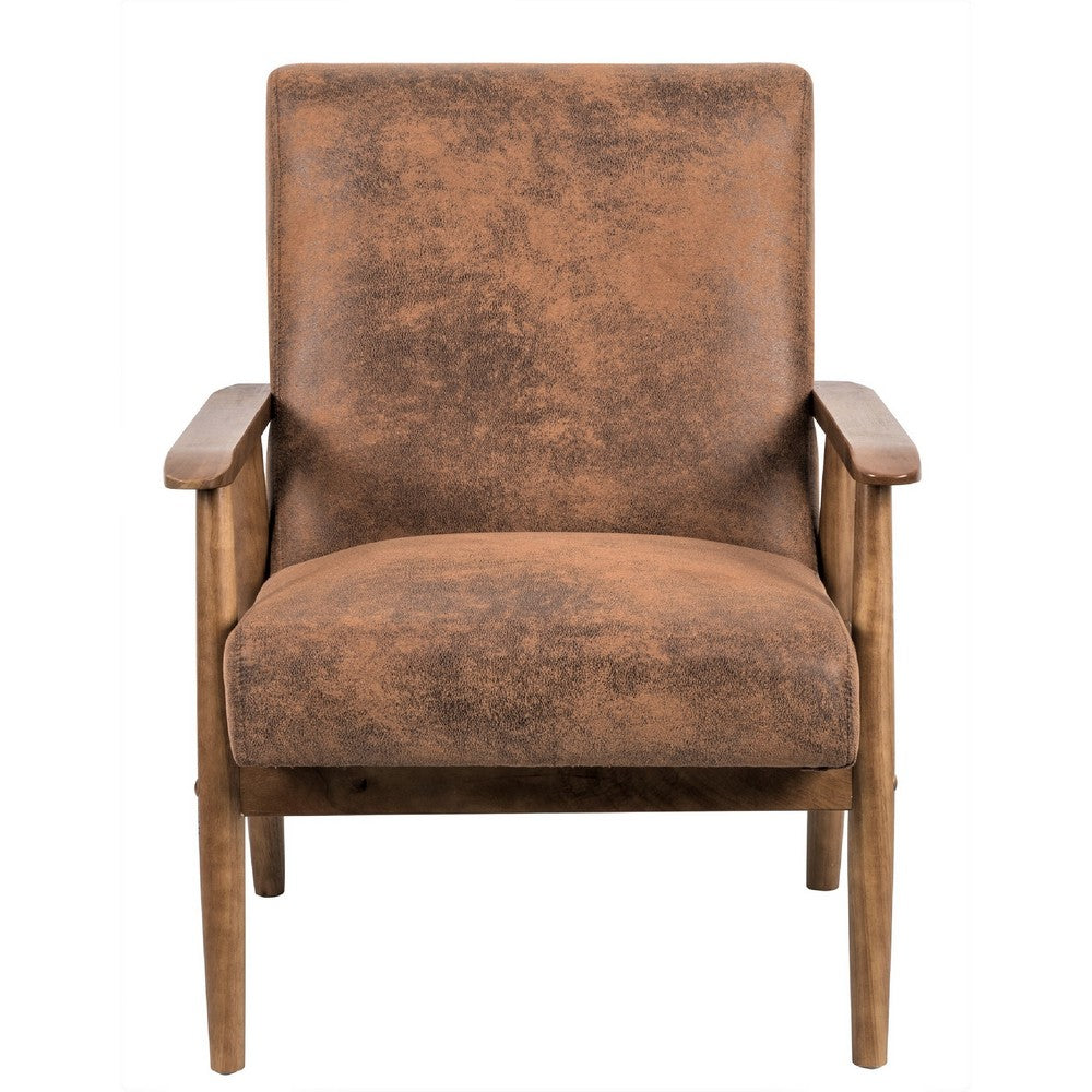 Myra Accent Armchair with Solid Wood Frame | Light Brown Microfiber