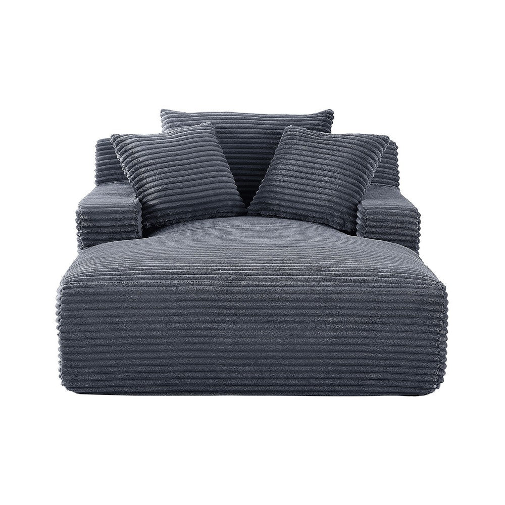 Cline Oversized Chaise Lounge Chair with 2 Pillows | Gray Corduroy
