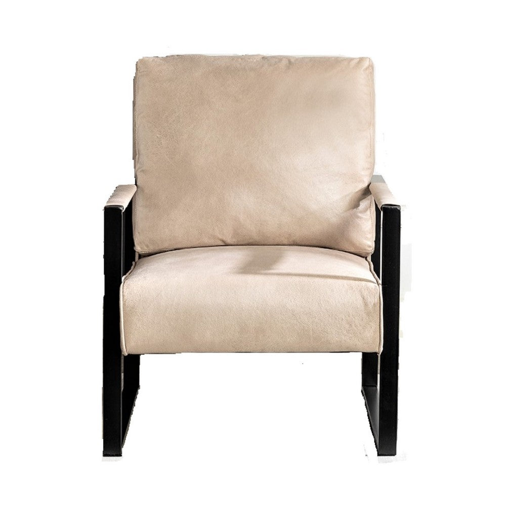 Kriya Accent Lounge Armchair | Black Metal Frame | Light Camel Microfiber