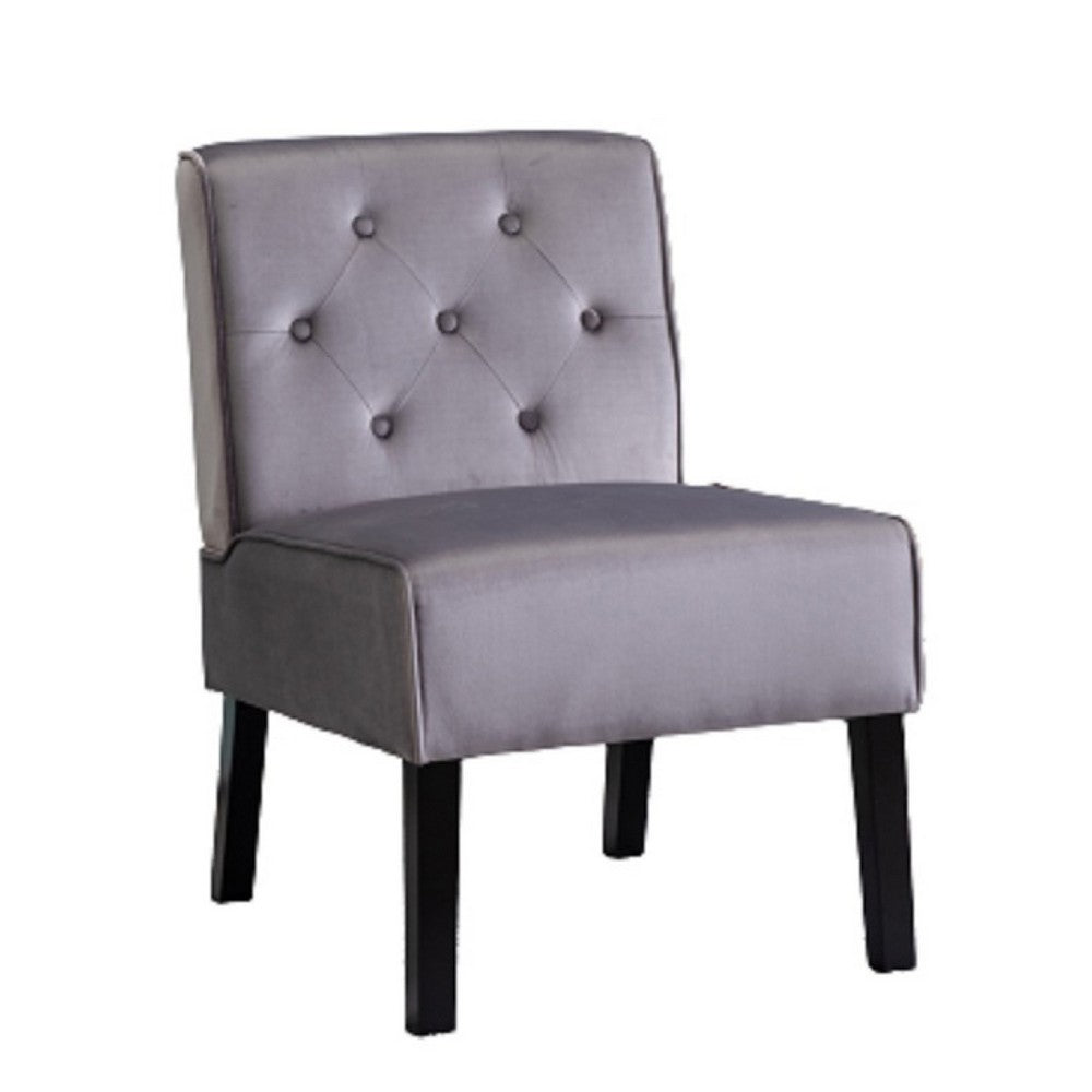 Revvy Armless Chair with Tapered Legs | Set of 2 | Gray Tufted Velvet