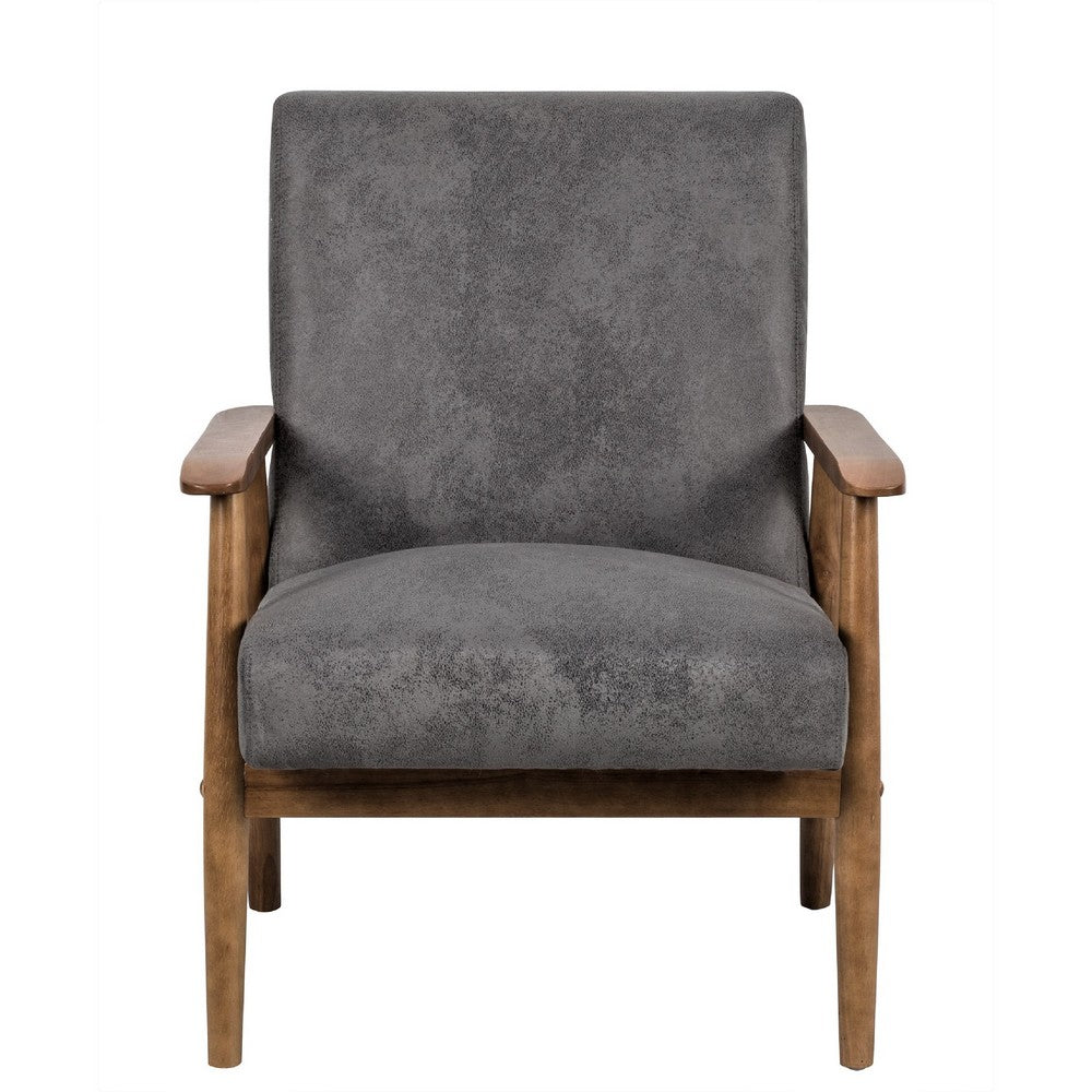 Myra Accent Armchair with Modern Design | Solid Wood | Gray Microfiber