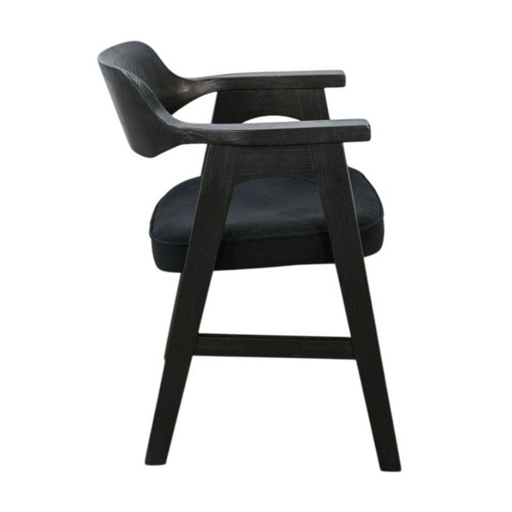 Reno Dining Armchair Set of 2 | Curved Back w Seat Cushion | Umbra Black