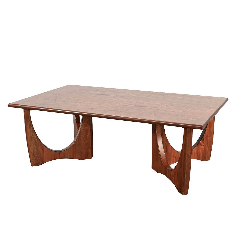 Natra Coffee Table | 52" Rectangular | Sculpted Base Cinnamon Brown