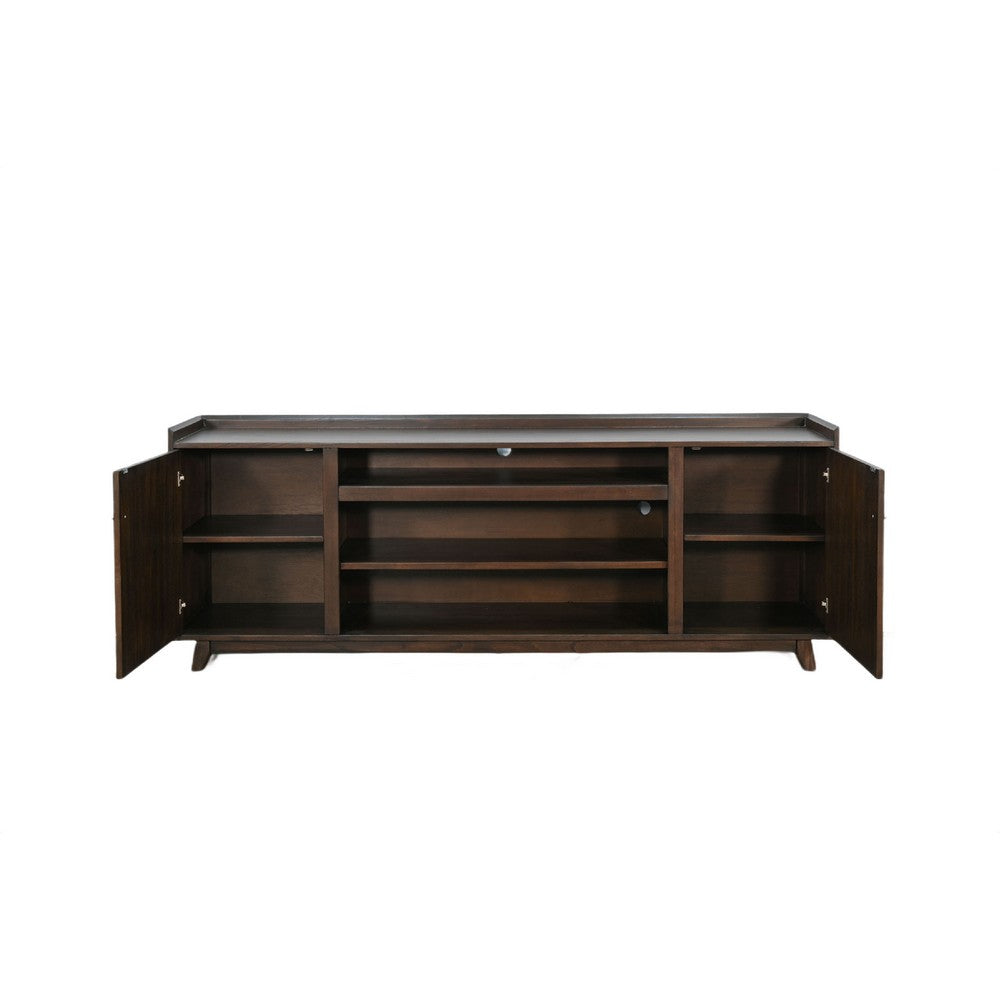 TV Media Stand Cabinet | 86" Wide | 2 Open Shelves | Walnut Brown