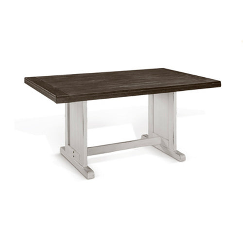5pc Dining Table Set | Ladder Back Wood Chairs | Cottage White and Brown