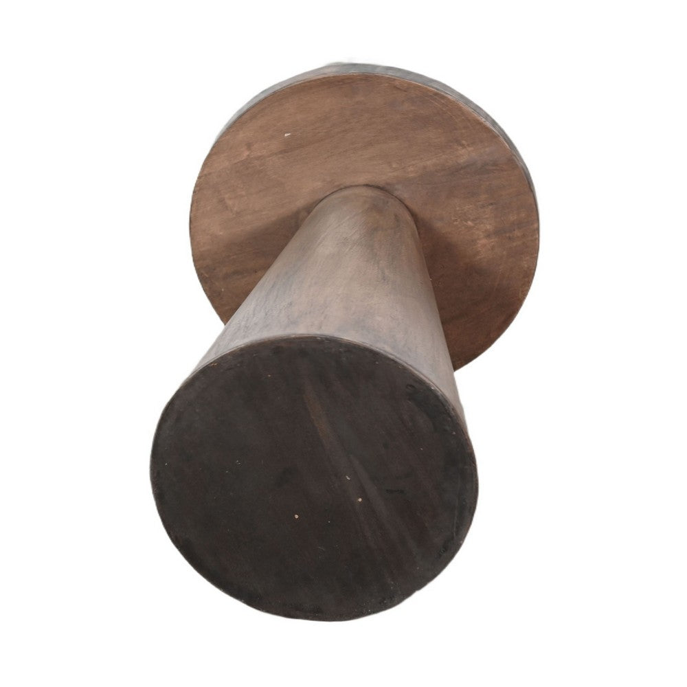 Myro Accent Table | 13" Round Top with Cone Base | Buckskin Brown Mahogany Wood