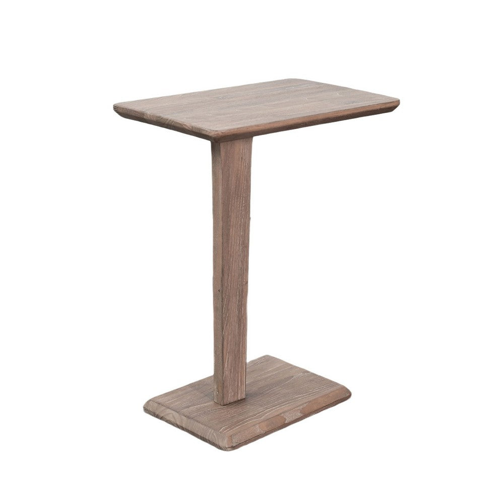 Meya Side End Drink Table | 18" Top | C Base Accent | Oak Grove Brown