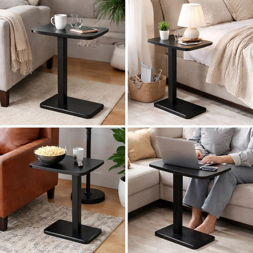Meya Side End Drink Table | 18" Top with C Base Accent | Umbra Black