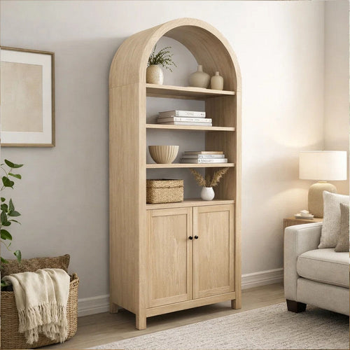 Curio Display Cabinet | Hampton Brown | 84" Arch Wood Frame