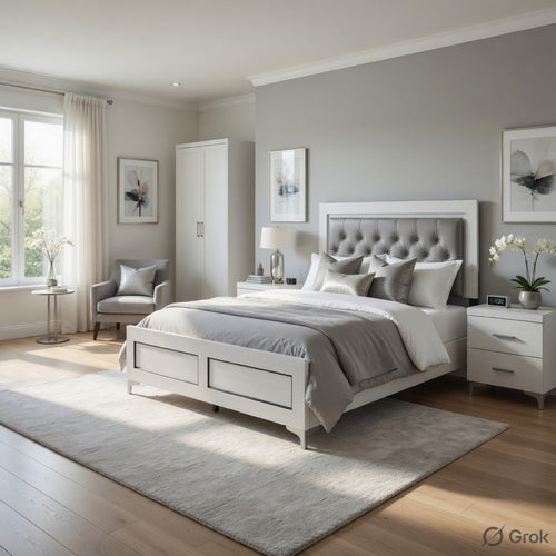 Queen Size Bedroom Set, White Finish, Storage Bed with Drawers, 3-Piece Set with Bed and Two Nightstands