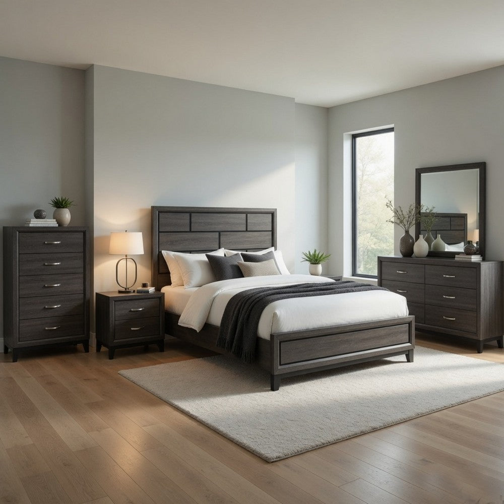 Buy Queen Bed Set 5 piece Gray Storage