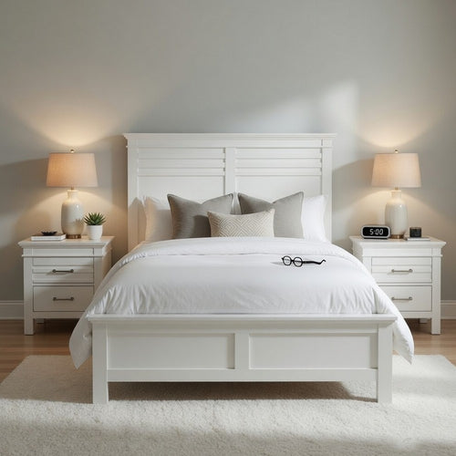 Queen Bedroom Set, Drawer Storage, White, 3 Piece Set with 2 Nightstands