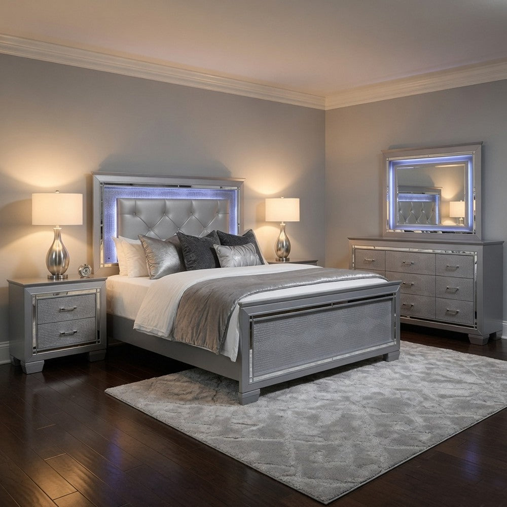 Buy Queen Bed Set 5 piece Gray Storage